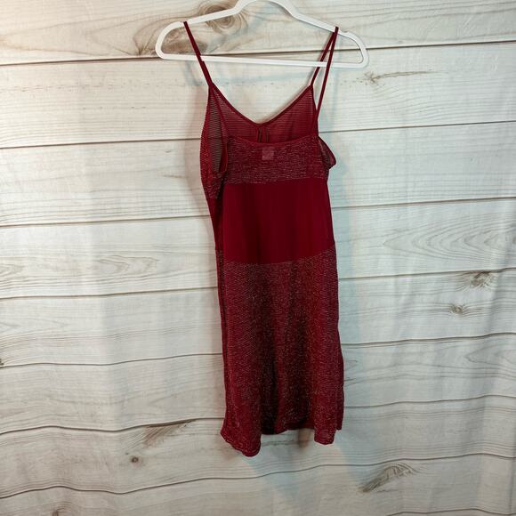 Red Sheer Glitter Stripes Sleeveless Sleep/Lingerie Dress Size Large (7) - Picture 3 of 5